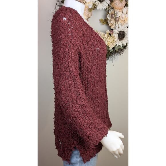Free People Up The Ladder Sweater Medium Maroon Distressed Grunge Streetwear - Picture 4 of 12
